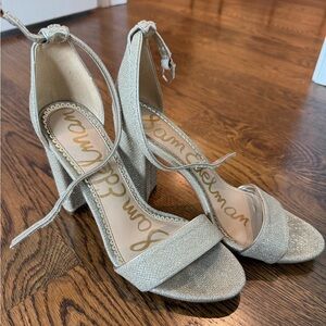 Sam Edelman Silver Strappy Heels with Ankle Strap